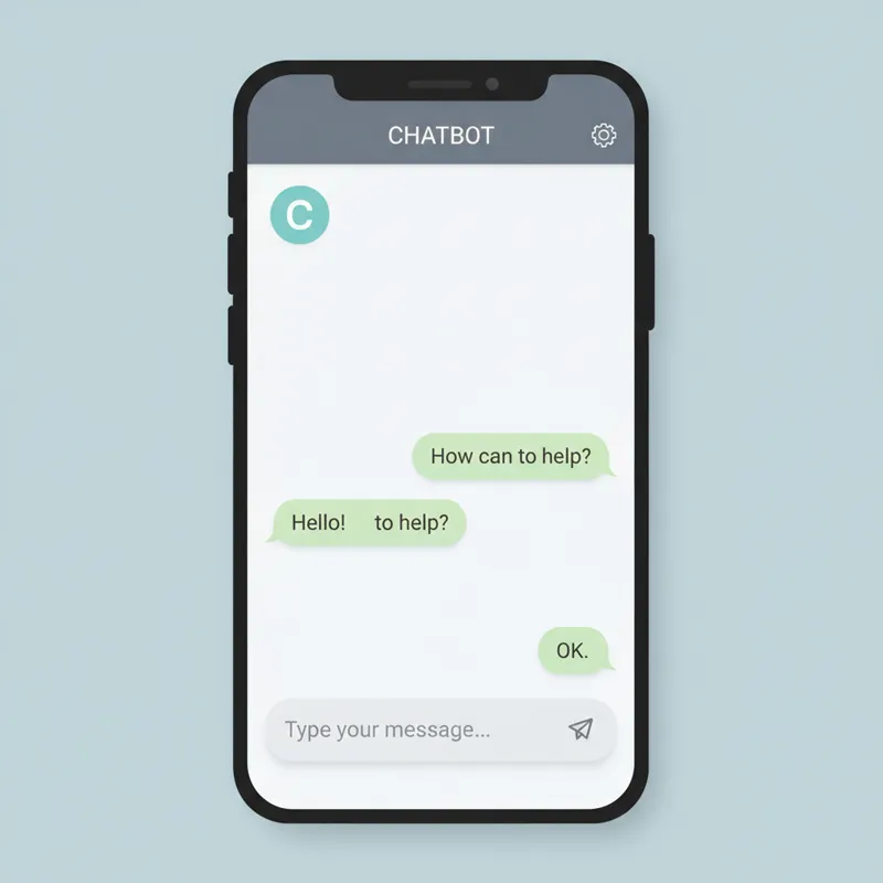 Person typing on phone with chat interface visible on screen, dark background with green notification bubbles
